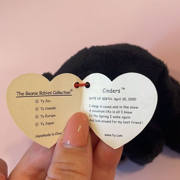 Cinders the Black Bear (RETIRED) 2000 Original Beanie Baby Ty Inc. NWT EUC 5” - Picture 6 of 8